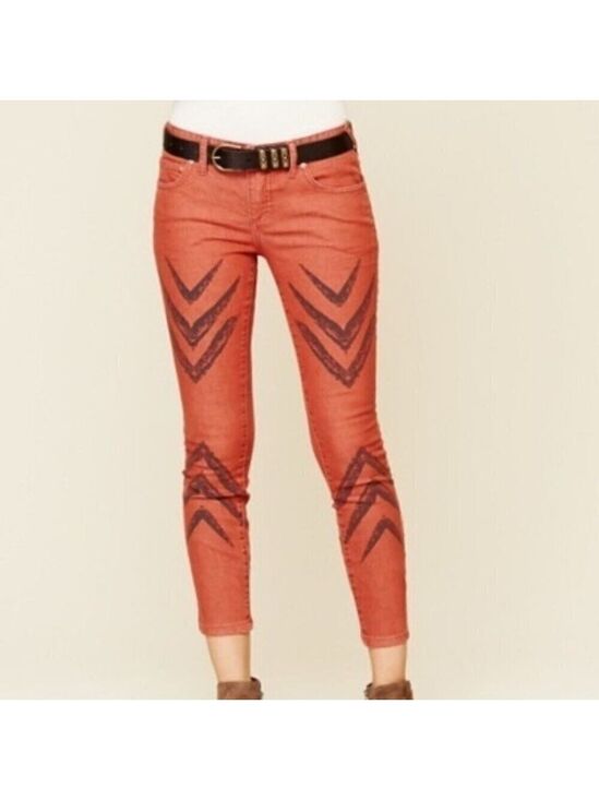 Free People Denim - Free People Chevron Skinny Jeans Burnt Sienna 26